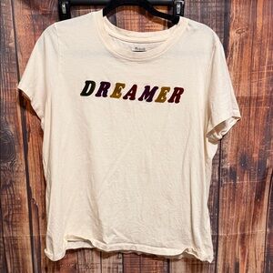 Madewell Cream 'Dreamer' Short Sleeve Tee with Multicolor Letters